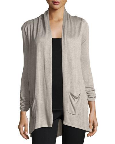 3/4-sleeve Patch-pocket Cardigan