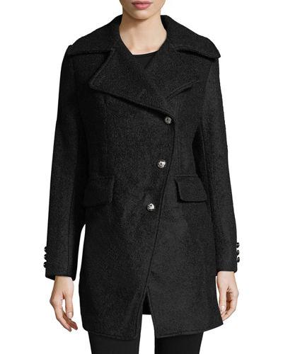 Asymmetric Wool Boucle Top Coat