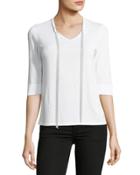 Chain-trimmed Half-sleeve Wool