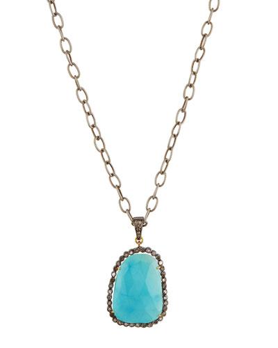 Turquoise & Diamond Pendant Necklace