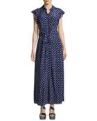 Button-front Belted Silk