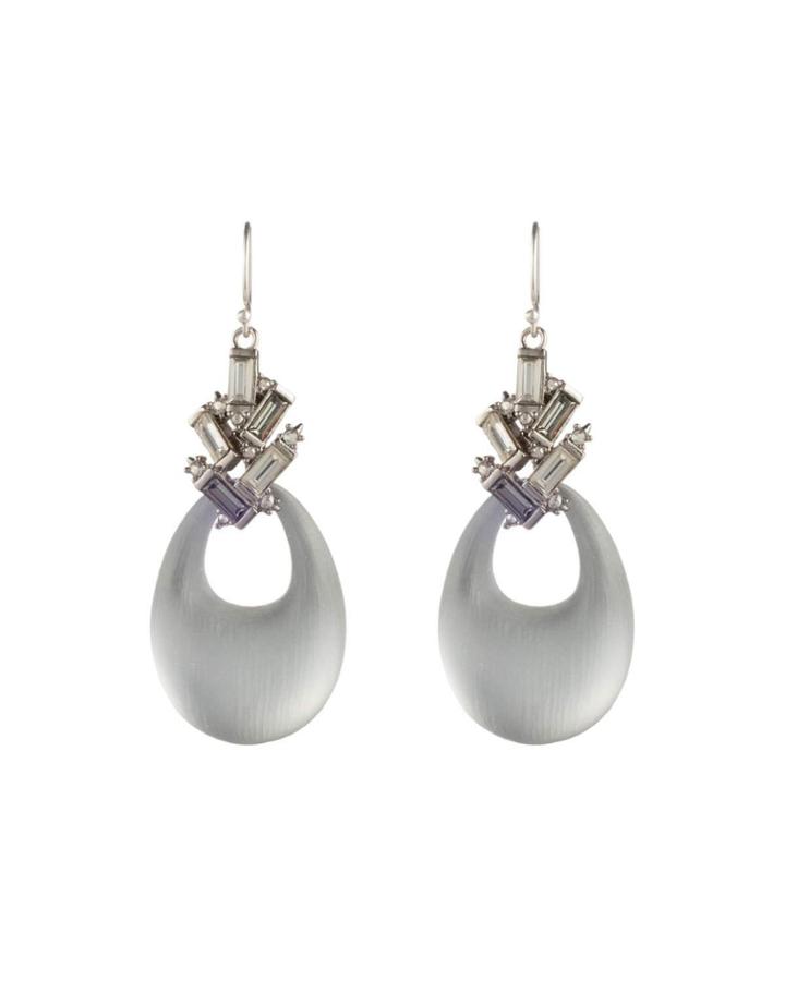 Crystal Baguette Cluster Drop Earrings, Gray