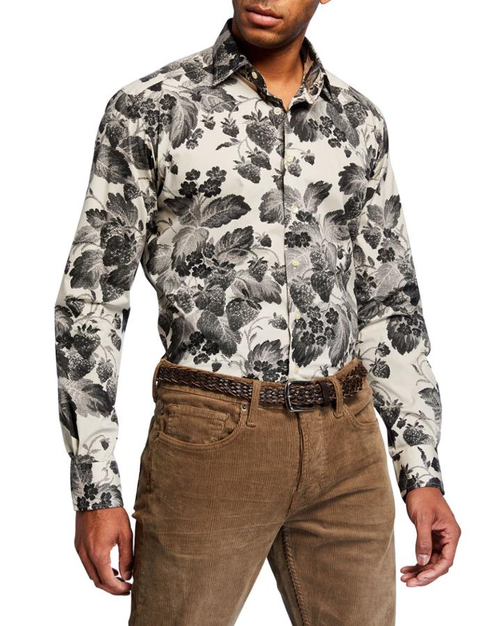 Men's Digital Floral-print Stretch-cotton