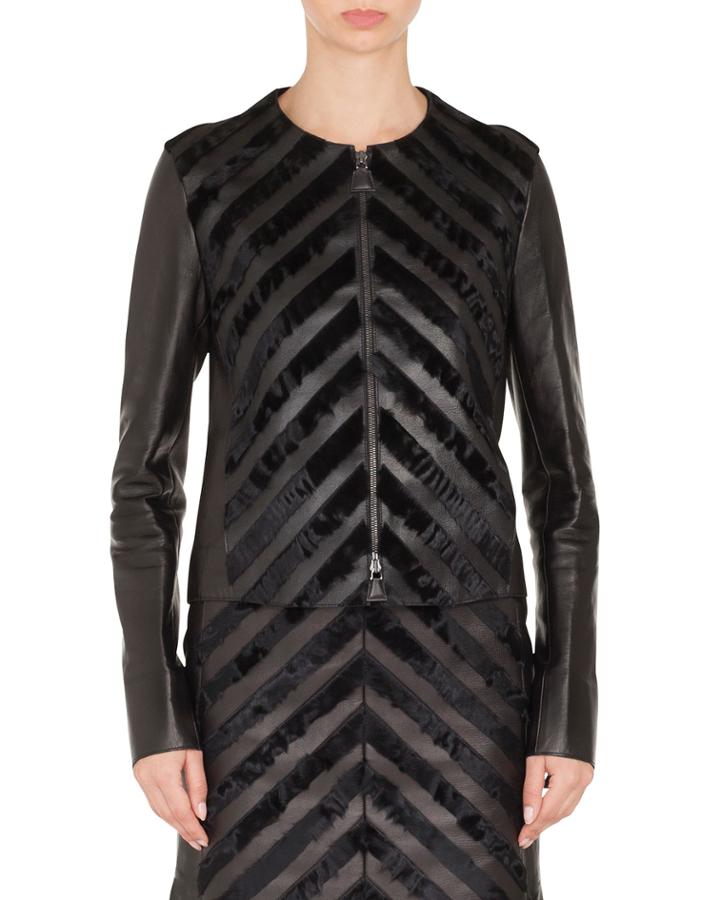 Rosalie Chevron Zip-front Leather