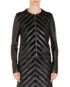 Rosalie Chevron Zip-front Leather