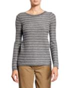 Striped Bell-sleeve Cashmere Top