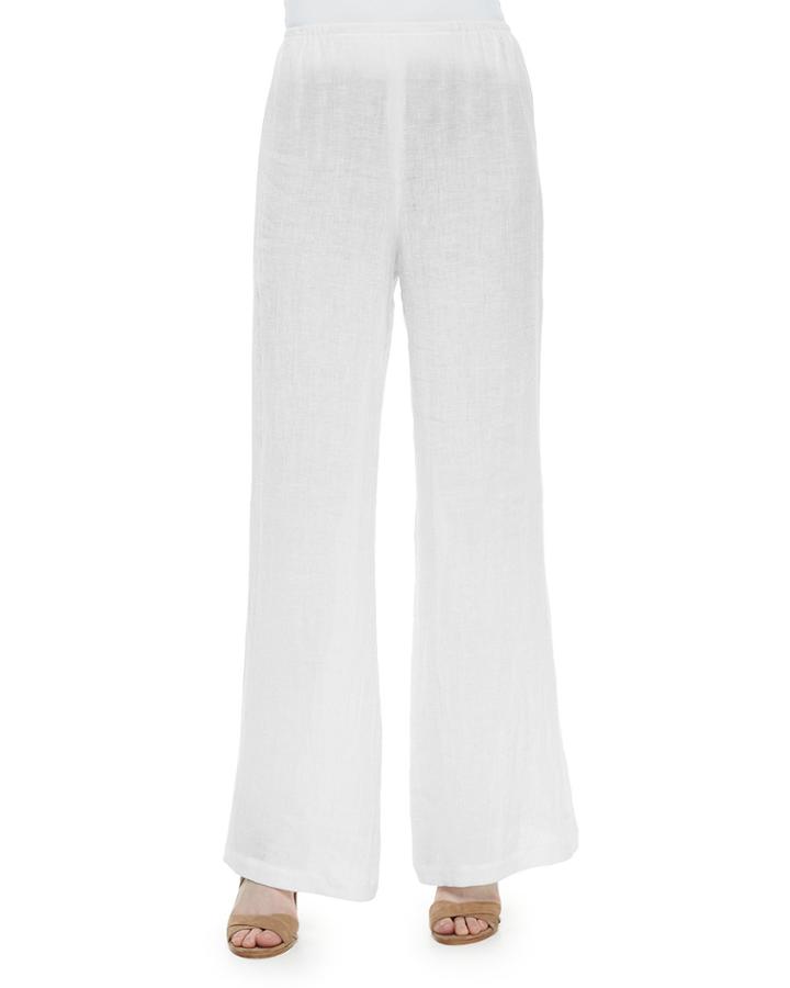 Crinkled Linen Wide-leg Pants