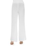 Crinkled Linen Wide-leg Pants