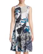 Abstract-print Sleeveless Fit & Flare Dress