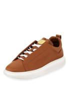 Men's Grain Leather Low-top Sneakers With Visetos Trim
