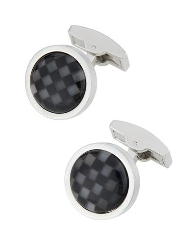 Round Onyx & Mother-of-pearl Checkerboard Cuff