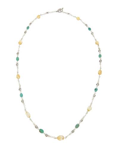 Long Turquoise & Citrine Beaded