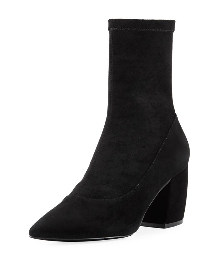 Replay Suede Mid-heel Pointed Booties, Black