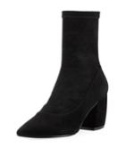 Replay Suede Mid-heel Pointed Booties, Black