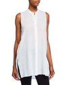 Organic Cotton Voile Sleeveless Button-front