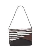 Remy Snake-embossed Clutch Bag, Black/white/stripe