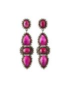 Glass Ruby Dangle Earrings With Diamonds