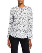 Printed Neck-tie Ruffle Blouse