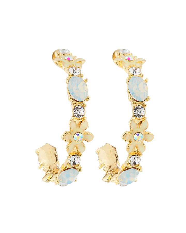 Mother-of-pearl Crystal Hoop Earrings
