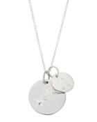 Sterling Silver Block Initial & Shooting Stars Charm Necklace