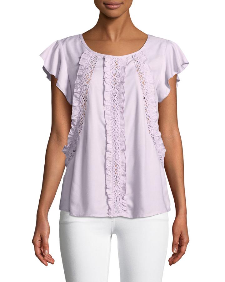Ruffled Cap-sleeve Blouse