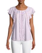 Ruffled Cap-sleeve Blouse