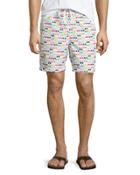 Sunglasses-print Swim Trunks, White/multi