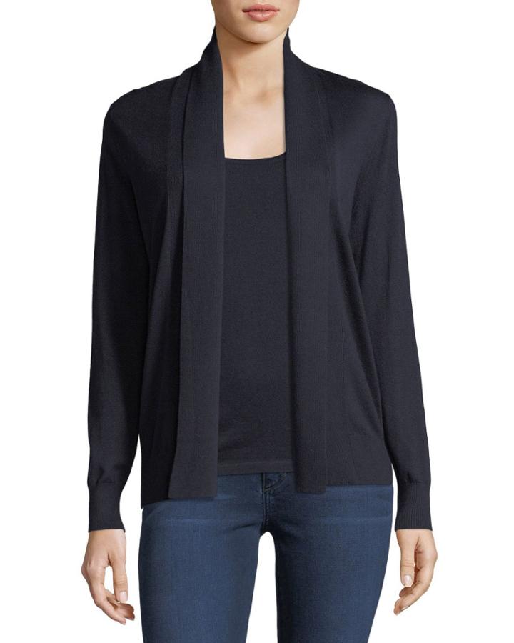 Cashmere Abstract-back Open-front Cardigan