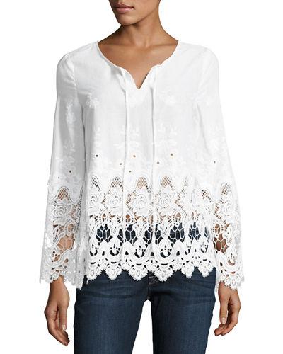 Lace-trim Embroidered Blouse