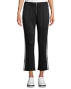 Striped Tricot Zip-front Cropped Track Pants
