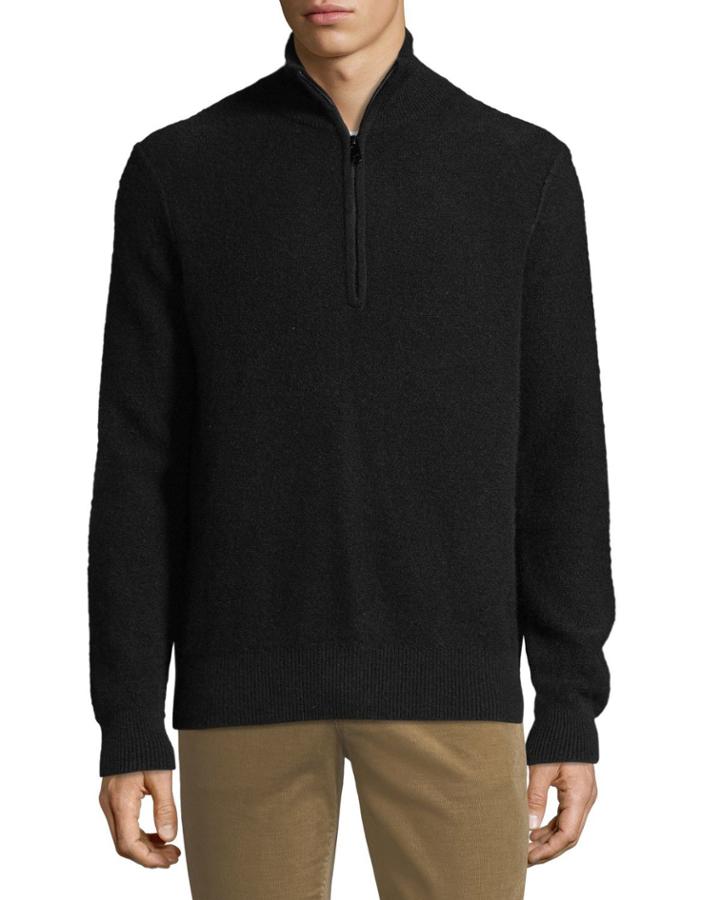 Men's Half-zip Mock-neck Cashmere Pullover