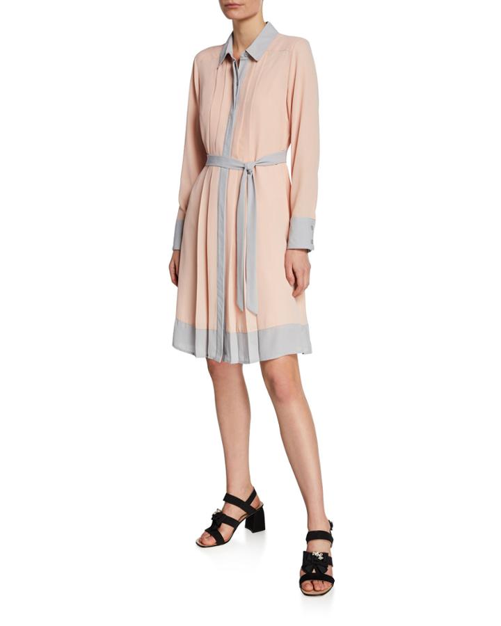 Contrast Pleated Self-tie