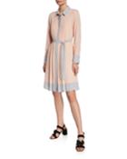Contrast Pleated Self-tie