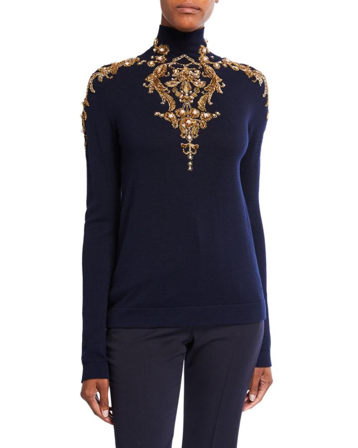 Embellished Wool Turtleneck