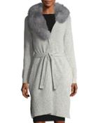 Cashmere Cardigan W/ Fur Collar