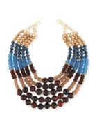 Five-strand Beaded Necklace, Blue/brown