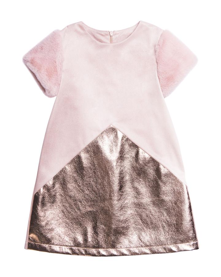 Stretchy Faux Suede Metallic-trim Dress,