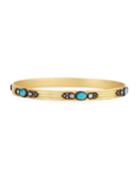 Old World 18k Gold Bangle Bracelet W/ Opals, Sapphires & Diamonds