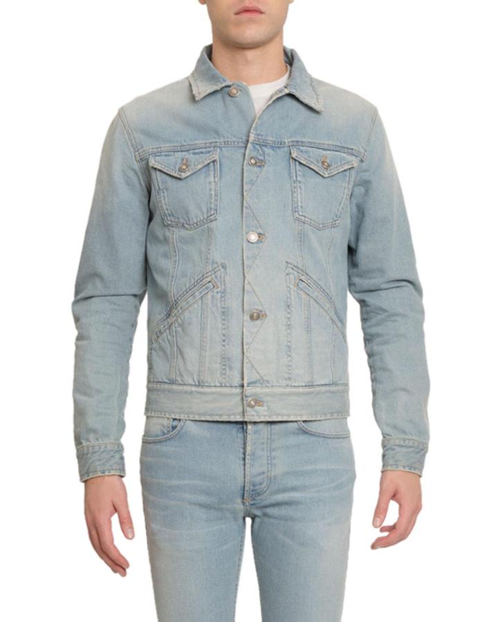 Men's Back-yoke Embroidered Denim Jacket