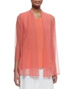 3/4-sleeve Illusion Sheer Cardigan,