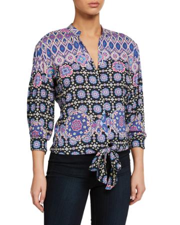 Floral-printed Tie-detail Top