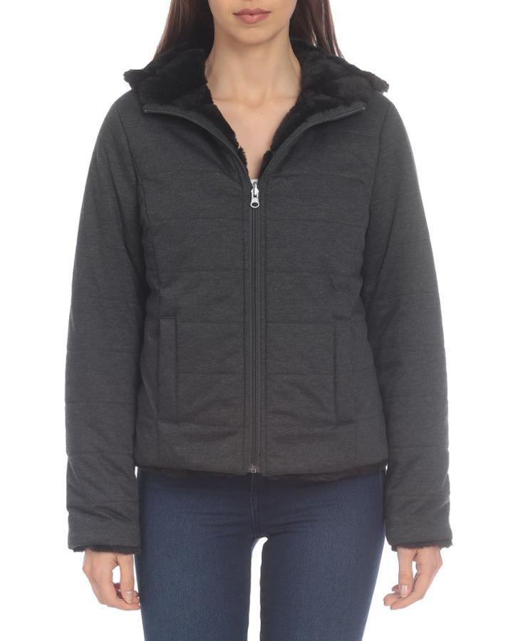 Reversible Knit And Faux-fur Zip Hooded Coat