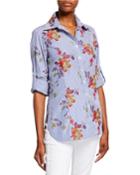Joey Striped Autumn Floral Shirt With Tab