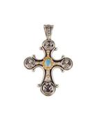 Aquamarine & Portrait Cross Pendant