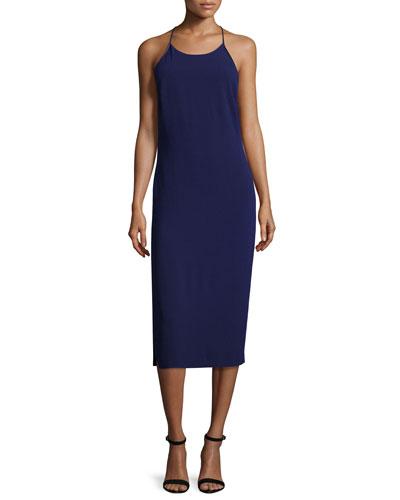 Sleeveless Cowl-back Midi Dress, Aubergine