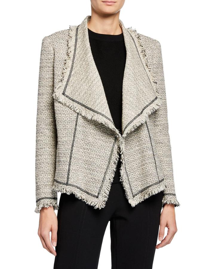 Eugena Draped Open-front Fringe Jacket