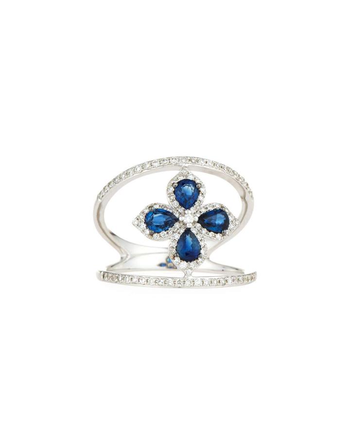 18k Floral Sapphire & Diamond