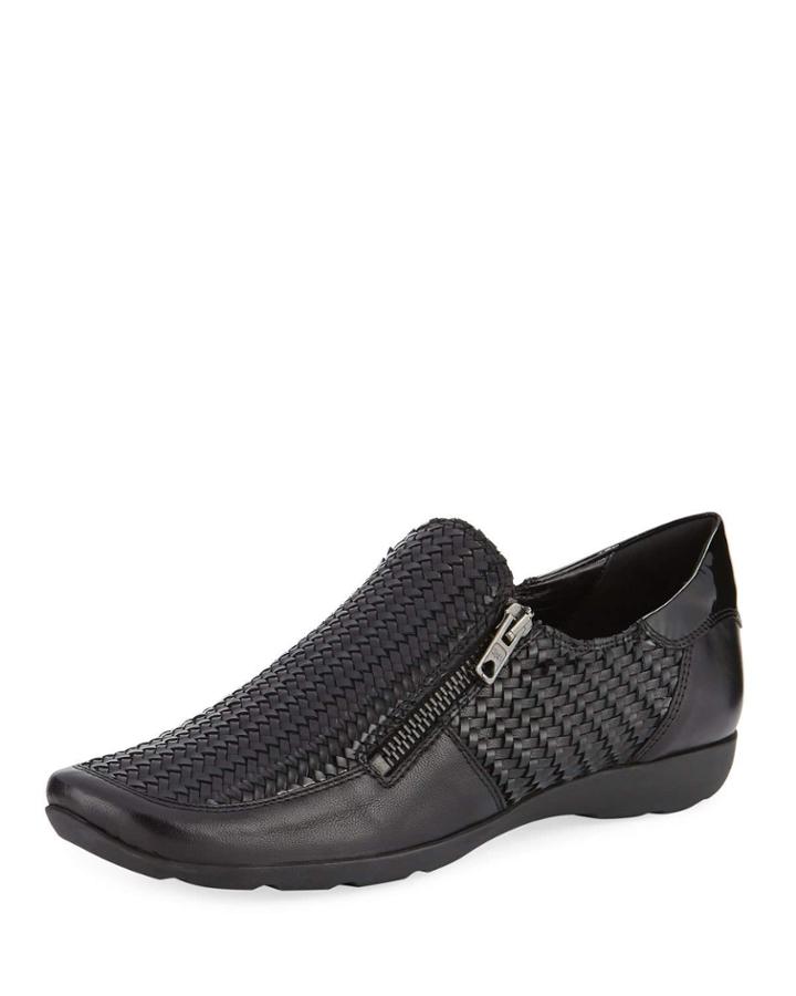 Ganice Woven Zip-up Comfort Sneakers, Black