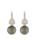 18k Tahitian Pearl & Diamond Drop Earrings,