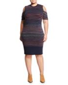 Space-dye Stripe Cold-shoulder Dress,